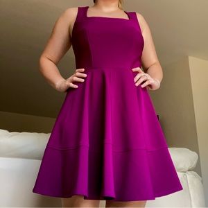 Touché Fit and Flare Square Neckline Formal Mini Circle Skirt Dress